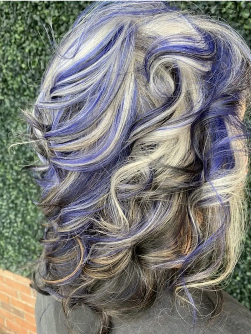 A close up of the hair color on someone 's head